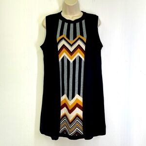 Missoni For Target - Black & Brown Chevron Zig Zag Sleeveless Mini Dress Size LG